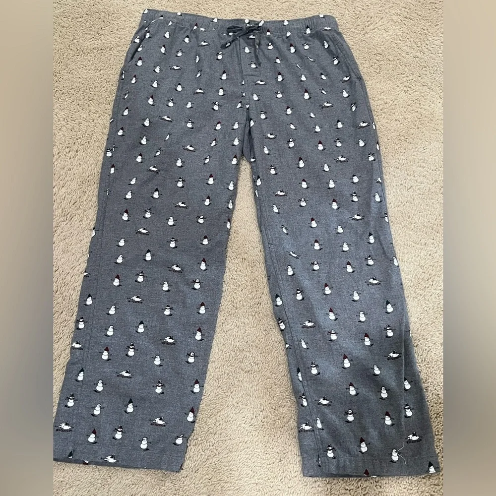 J. Crew Charcoal  FLANNEL SNOWMAN PRINT, PAJAMA PANTS SIZE XL